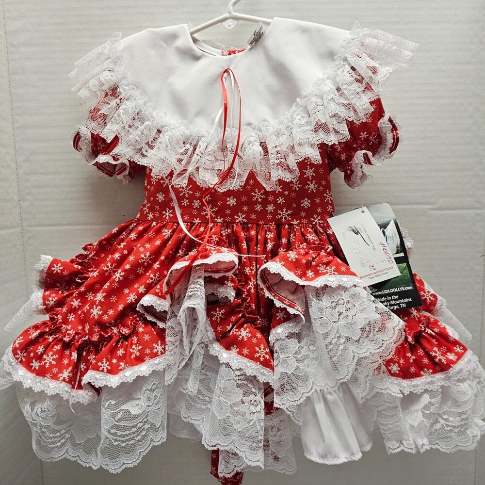 New Lid’l Dolly’s Toddler Girl Red Southern Belle Dress Ruffle Lace Full Circle⭐ - Picture 7 of 16
